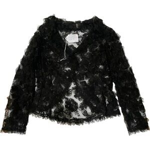 Vintage Designer Black Floral Lace Jacket by Mademoiselle Riccio